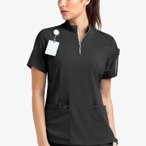 Slim Leg Jogger Scrub Pants & 4-Pocket Zip-Neck Short Sleeve Scrub Top